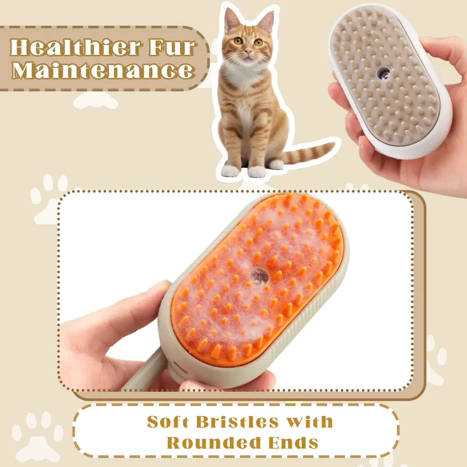 Rellan 3-in-1 Pet Spray Massage Brush – Groom, Soothe & Shine